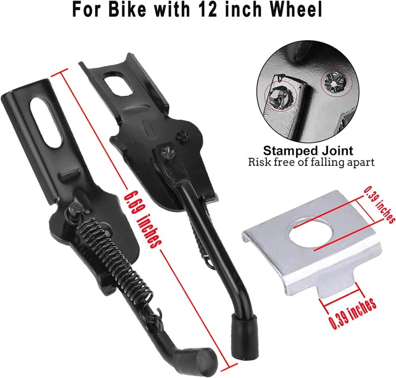 SEISSO Bike Kickstand, Kickstand for Kids bike 12" Wheel, Rear Mount Bicycle Cycle Kick Stand for 12in Boys Girls Bikes, Replacement for Training Wheel - Image 3